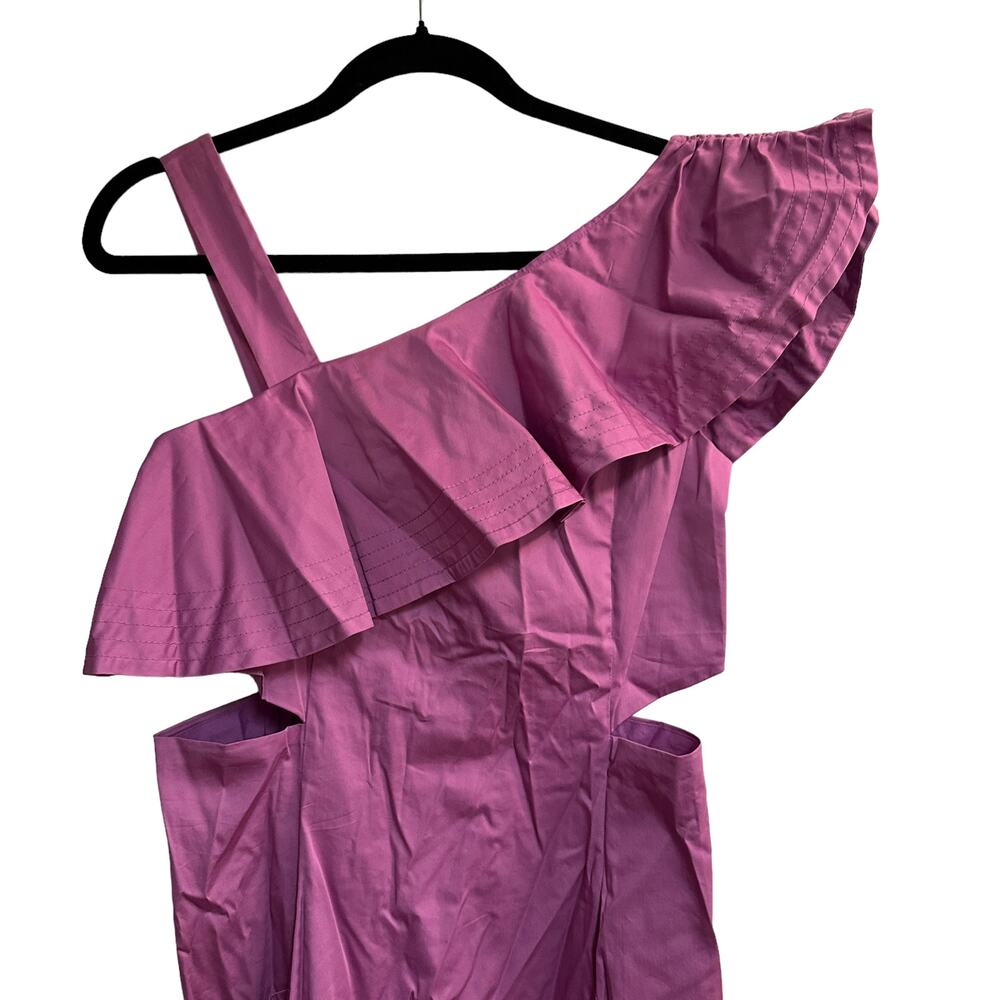 NEW Veronica Beard Asymmetric Ruffle Midi Dress Purple - Picture 6 of 8